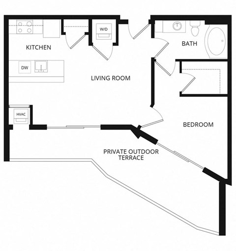 a floor plan of a house with a bedroom and a living room